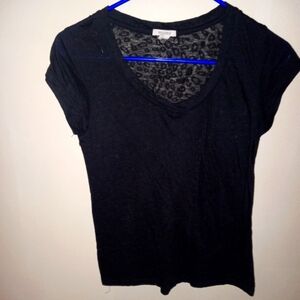 Semi sheer black animal print tee